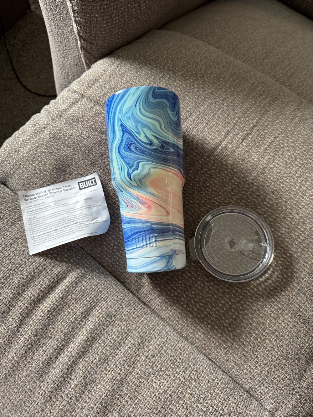 BUILT Blue Marble Travel Tumbler with Clear Lid